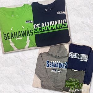 5pc Seahawks Sounders Shirts & Hoodie - Size S/M